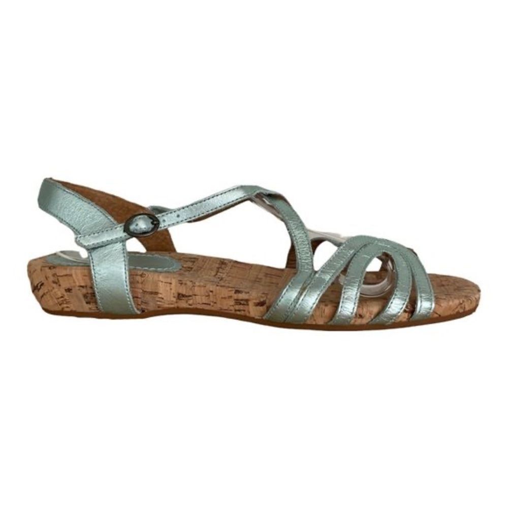 ANTHROPOLOGIE Miss Albright‎ Philadelphia Blue Metallic Leather Strappy Sandals